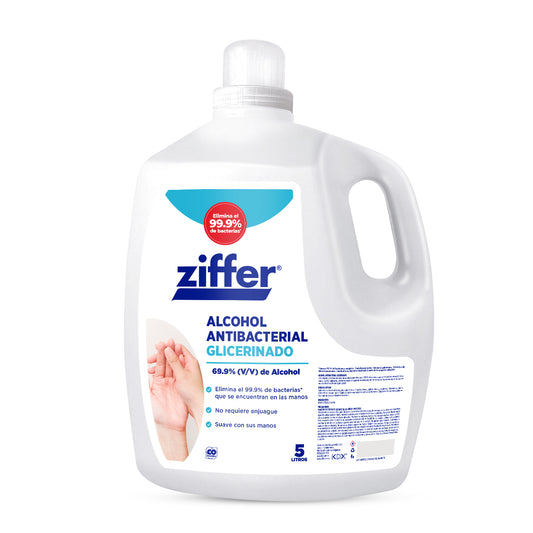 Alcohol antibacterial glicerinado Ziffer® x 5 L