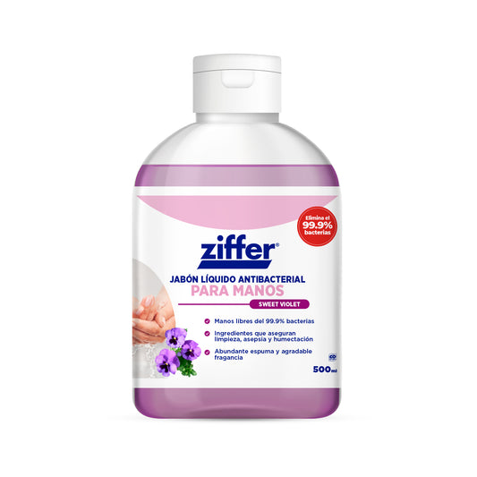 Jabón Líquido Antibacterial para Manos Ziffer® Sweet Violet x 500 mL