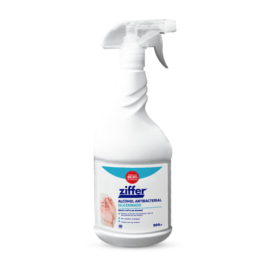 Alcohol antibacterial glicerinado Ziffer® x 500 mL