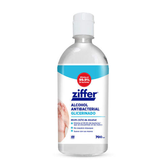 Alcohol antibacterial glicerinado Ziffer® X 700 mL